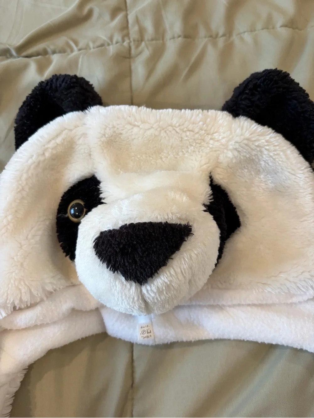 Kids Plush Panda Hat - White and Black